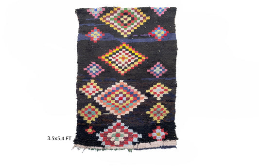 Vintage Moroccan Colorful Area Rug 4x5.
