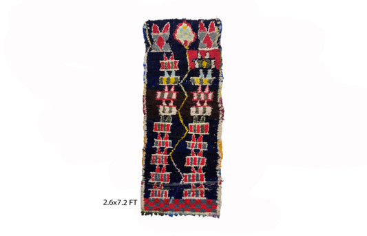 Moroccan vintage runner rug 3x7, colorful woven rug runner.