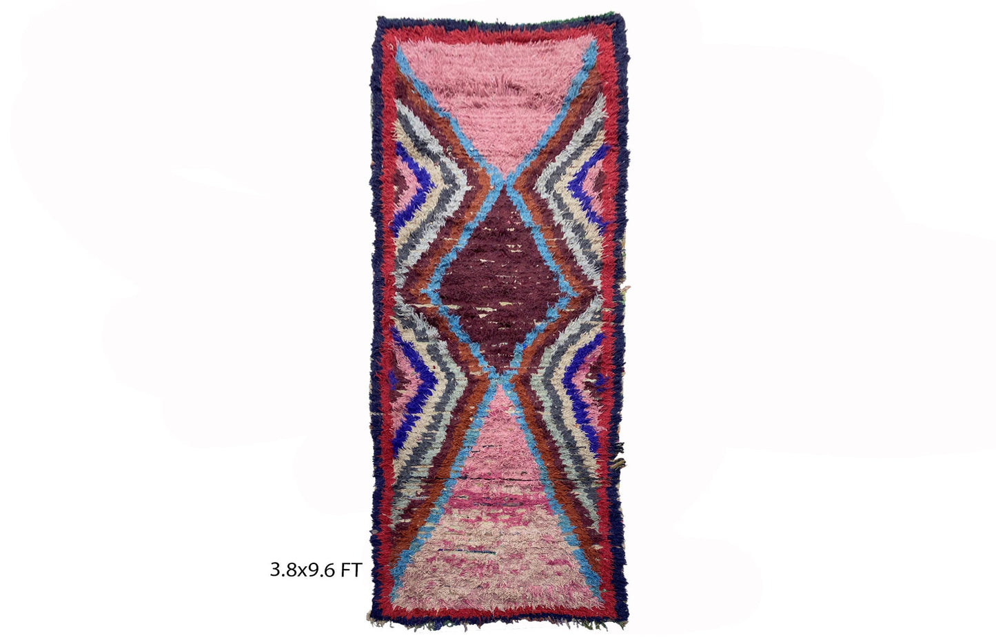 Moroccan vintage runner rug 4x10, handwoven woven rug runner.