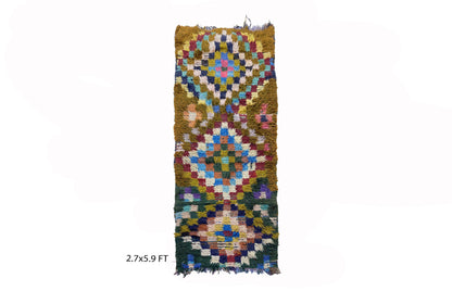 Moroccan vintage runner rug 3x6, handwoven boho runner rug.