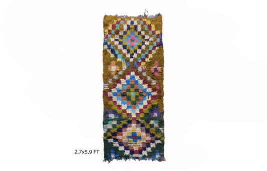 Moroccan vintage runner rug 3x6, handwoven boho runner rug.