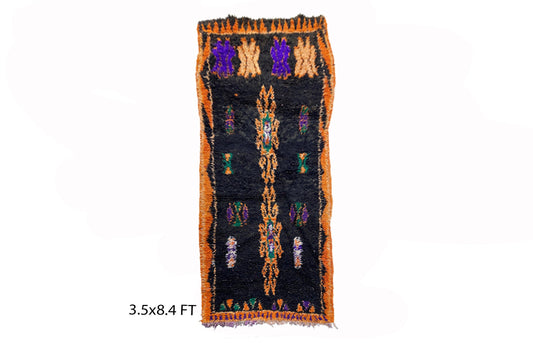 Moroccan Berber runner rug 4x8, vintage colorful rug runner.