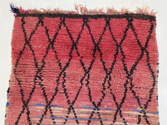 Moroccan grid runner, vintage Berber rug runner 3x9.