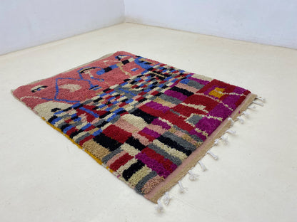 Moroccan rug, Hand knotted Custom rug, Beni Ourain Berber handmade Carpet, wool rug for living room.