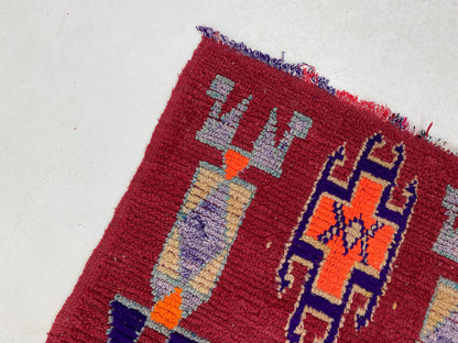 Moroccan vintage Faded Rugs 4x8, hallway Berber Rug.