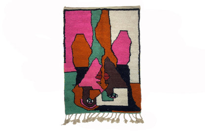 Moroccan Colorful Berber Rug, Unique Woven Area Rug, handmade Berber rug.