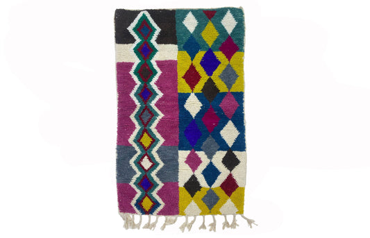 Moroccan Area Rug - Vibrant Custom Kitchen Rug, Hand Knotted Wool Rug.