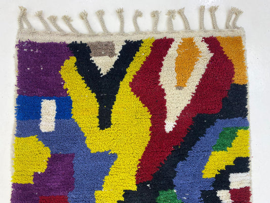Tapis Beni Ourain, tapis marocain coloré personnalisé - Tapis berbère en laine de cuisine fait main.