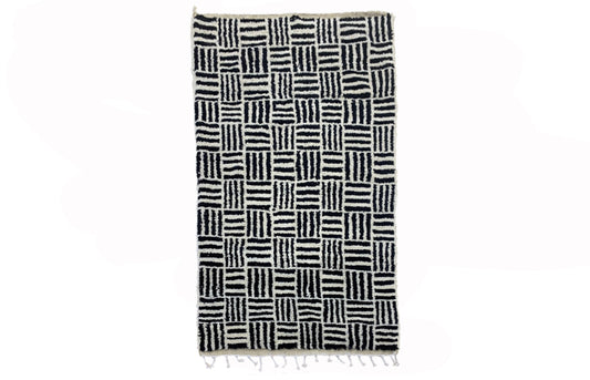 Custom rug, Black and white handmade wool Berber area rugs, Moroccan Rug for a Cozy Space.