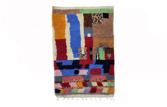 Hand Knotted Custom Moroccan Rug , Colorful Boho Decor area rug.