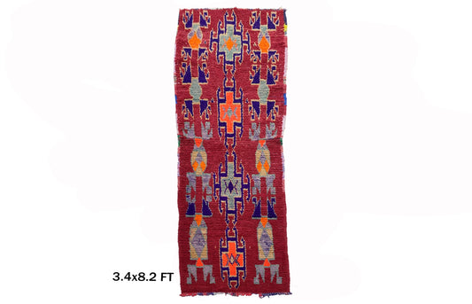 Moroccan vintage Faded Rugs 4x8, hallway Berber Rug.