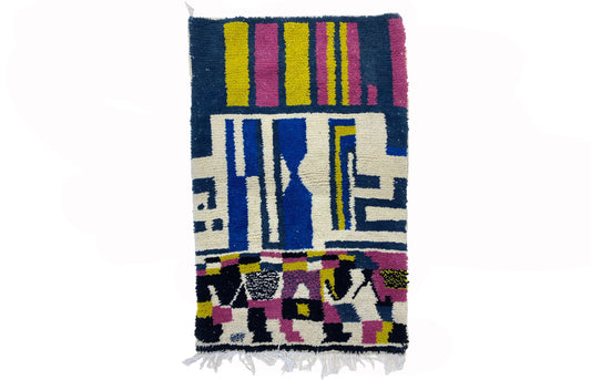 Handmade Custom Area Rug, Unique Moroccan rug, Colorful Berber Wool rug.