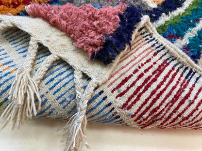 Custom Hand-Knotted Berber Moroccan Rug, Unique colorful wool Area Rug.