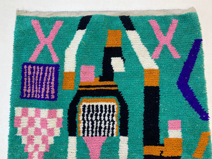 Vibrant Custom Berber Wool Rug, Colorful Handwoven Moroccan Area Rug.