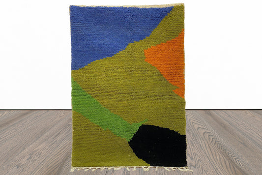 Unique Hand Knotted Moroccan Berber Rug, Custom Colorful Area Rug.