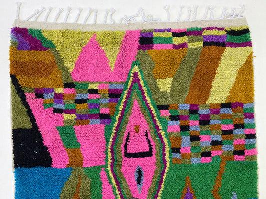 Unique Custom-sized Berber Area Rug, Colorful Moroccan Handwoven Carpet.