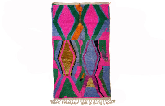 Handmade Moroccan Berber Wool Rug, Colorful Custom Area Rug.