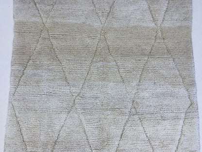 Solid White Diamond Rug. Handmade Moroccan Berber Bohemian Decor.
