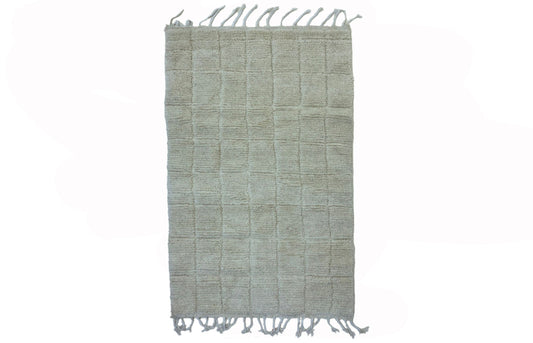 Handwoven Moroccan Berber Rug in Light Gray with Fringe, Unique Handmade Berber Rug, Home Decor Rug.