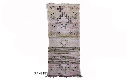 Narrow Moroccan Berber 3x8 Rug Runner, Hallway Vintage Runner Rug.