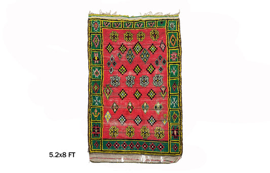 5x8 Moroccan Rug, Colorful Vintage Area Rug.