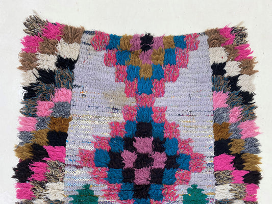 Small colorful Moroccan 3x6 rug runner.