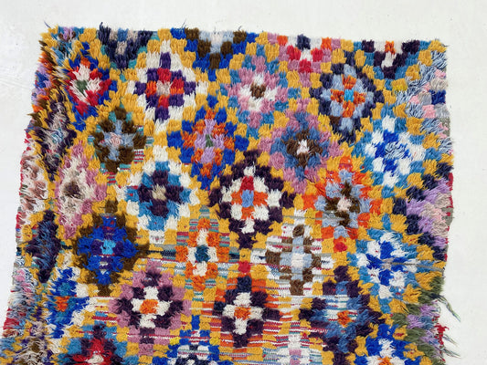 Moroccan checkered colorful 3x6 ft rug.