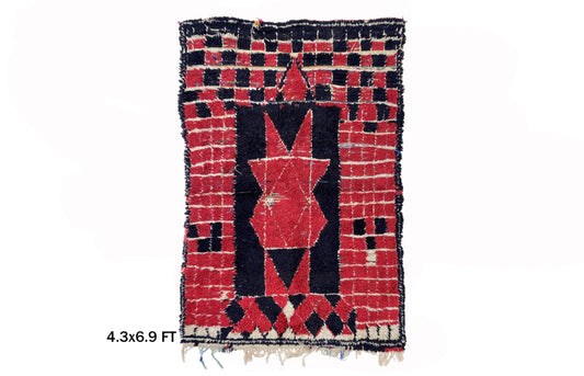 4x7 Moroccan Rug, Vintage Wool Area Rug.