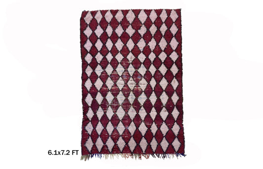 6x7 Moroccan Vintage Area Rug, Boho Diamond Decor.