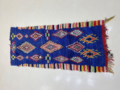 3x7 Colorful Moroccan Runner Rug, Vintage Boho Style.