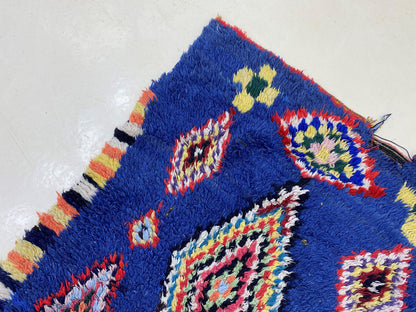 3x7 Colorful Moroccan Runner Rug, Vintage Boho Style.