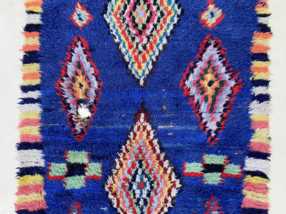 3x7 Colorful Moroccan Runner Rug, Vintage Boho Style.