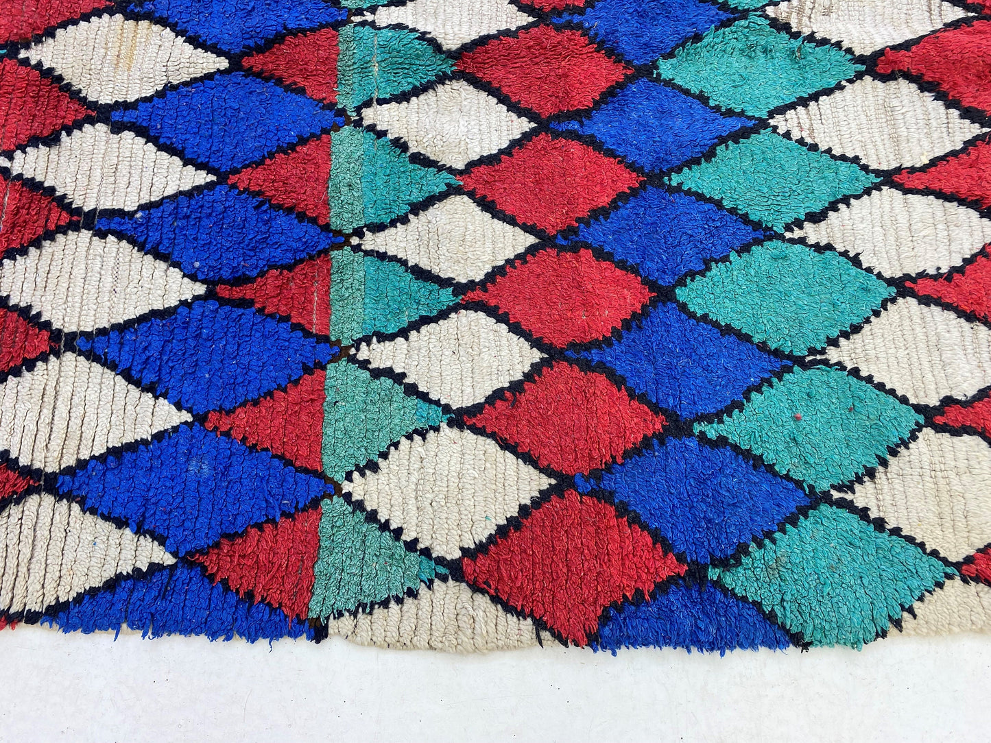 5x7 Colorful Diamond Moroccan Area Rug, Vintage Berber Style.