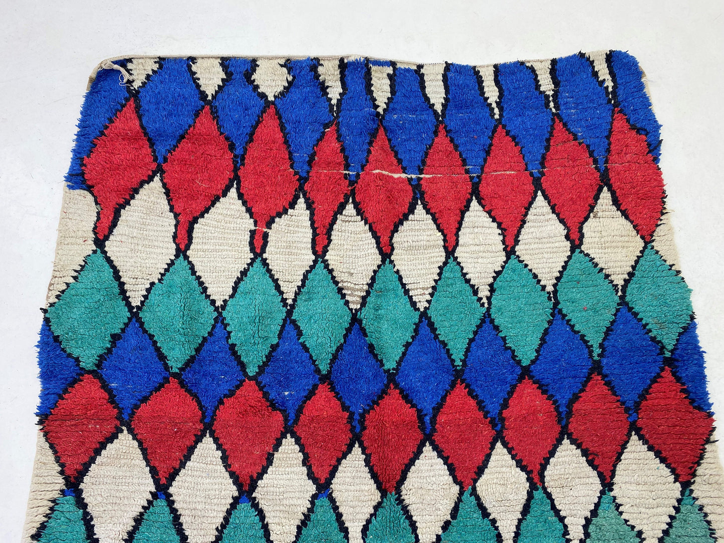 5x7 Colorful Diamond Moroccan Area Rug, Vintage Berber Style.