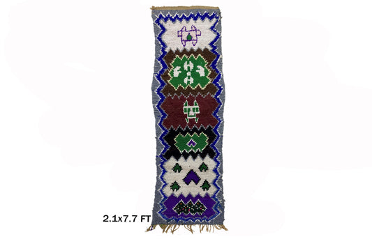 Long Moroccan Colorful 2x8 Runner Rug.