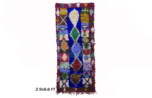 Long Moroccan colorful Shag 3x9 runner Rug.
