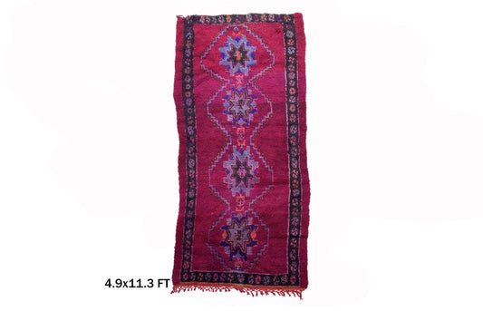 5x11 Exquisite Vintage Moroccan Berber Rug, Boho Wool Rug.