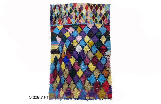 5x9 Stunning Multi-Colored Vintage Moroccan Area Rug, Unique Home Decor.