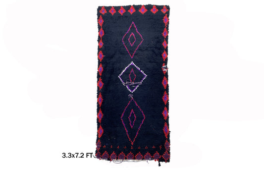 Vintage Moroccan Diamond Runner Rug 3x7.