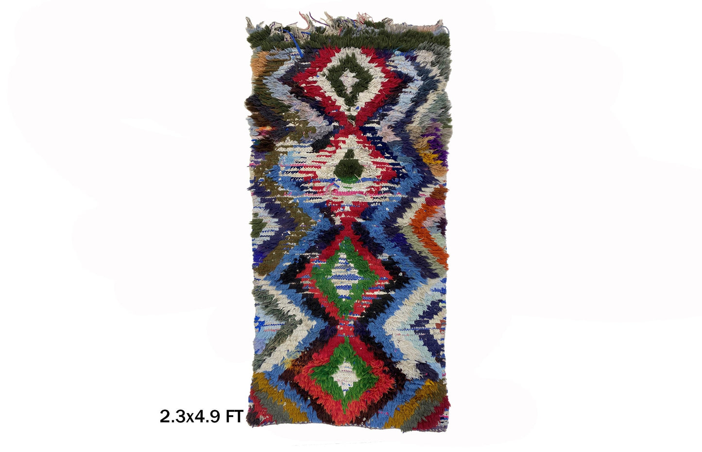 Tapis de couloir marocain vintage unique de petite taille 2x5.