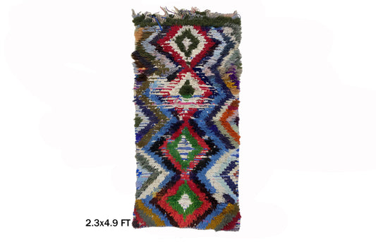 Tapis de couloir marocain vintage unique de petite taille 2x5.