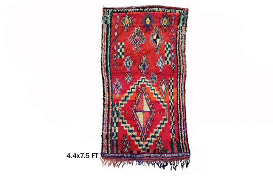 4x8 Large Vintage Moroccan Area Rug, Unique Boho Decor.