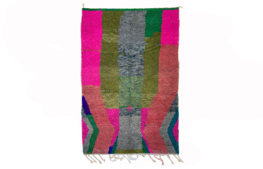 Hand Knotted Moroccan Wool Berber Area Rug, Vibrant Custom Kitchen rug.