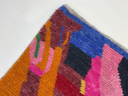 Vibrant Moroccan Handmade Wool Rug, Colorful Boho Area Rug.