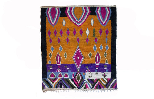 Moroccan Berber Hand-Knotted Colorful Area Rug,  Custom Unique area Rug.
