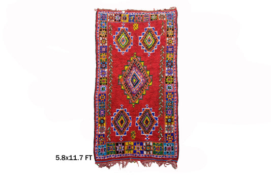 Vintage Berber Moroccan Rug 6x12, Colorful Boho Area Rug.