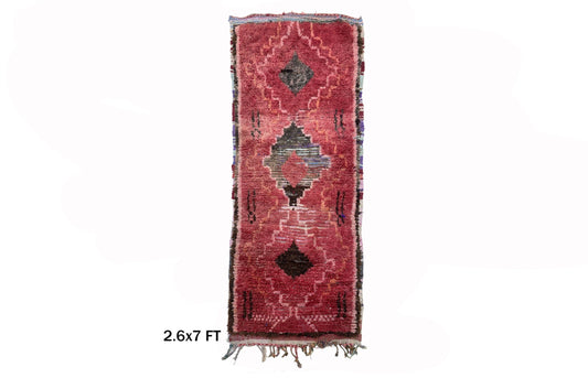 Used Moroccan Vintage Runner Rug, Authentic Tribal Style.