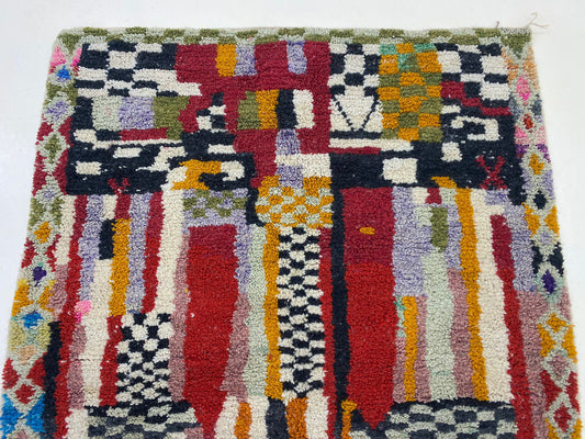 Moroccan Handcrafted Berber Wool Rug, Colorful Addition for Living Room Decor.