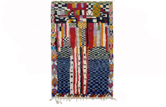 Moroccan Handcrafted Berber Wool Rug, Colorful Addition for Living Room Decor.