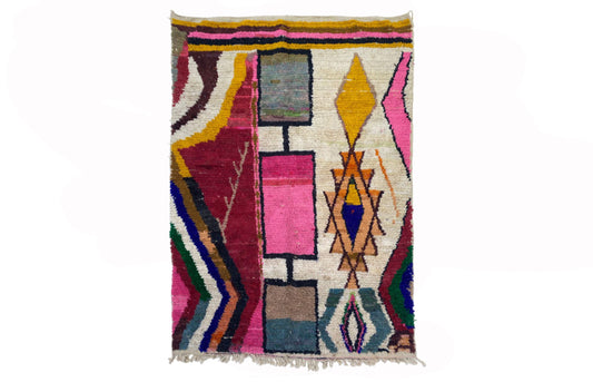 Moroccan Berber Hand Knotted Rug, Cozy Wool Home Decor.